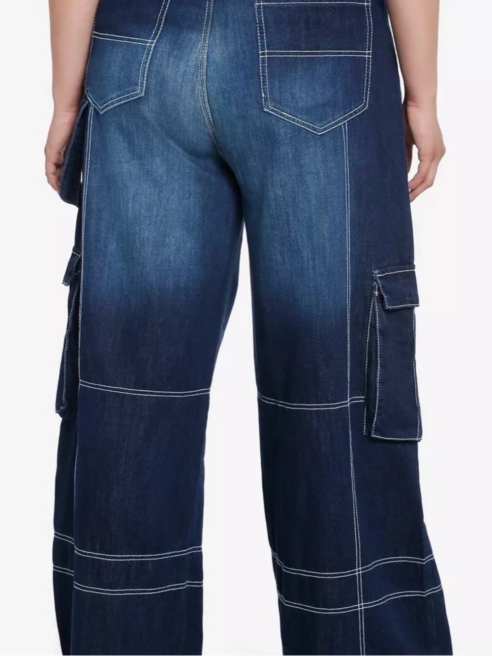 Daisy Street Dark Wash Wide Leg Carpenter Pants Size XL - Picture 3 of 10